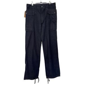 Ralph Lauren Double RL Cotton Field Cloth Denim Cargo Pants Mens 33x32 Navy NEW